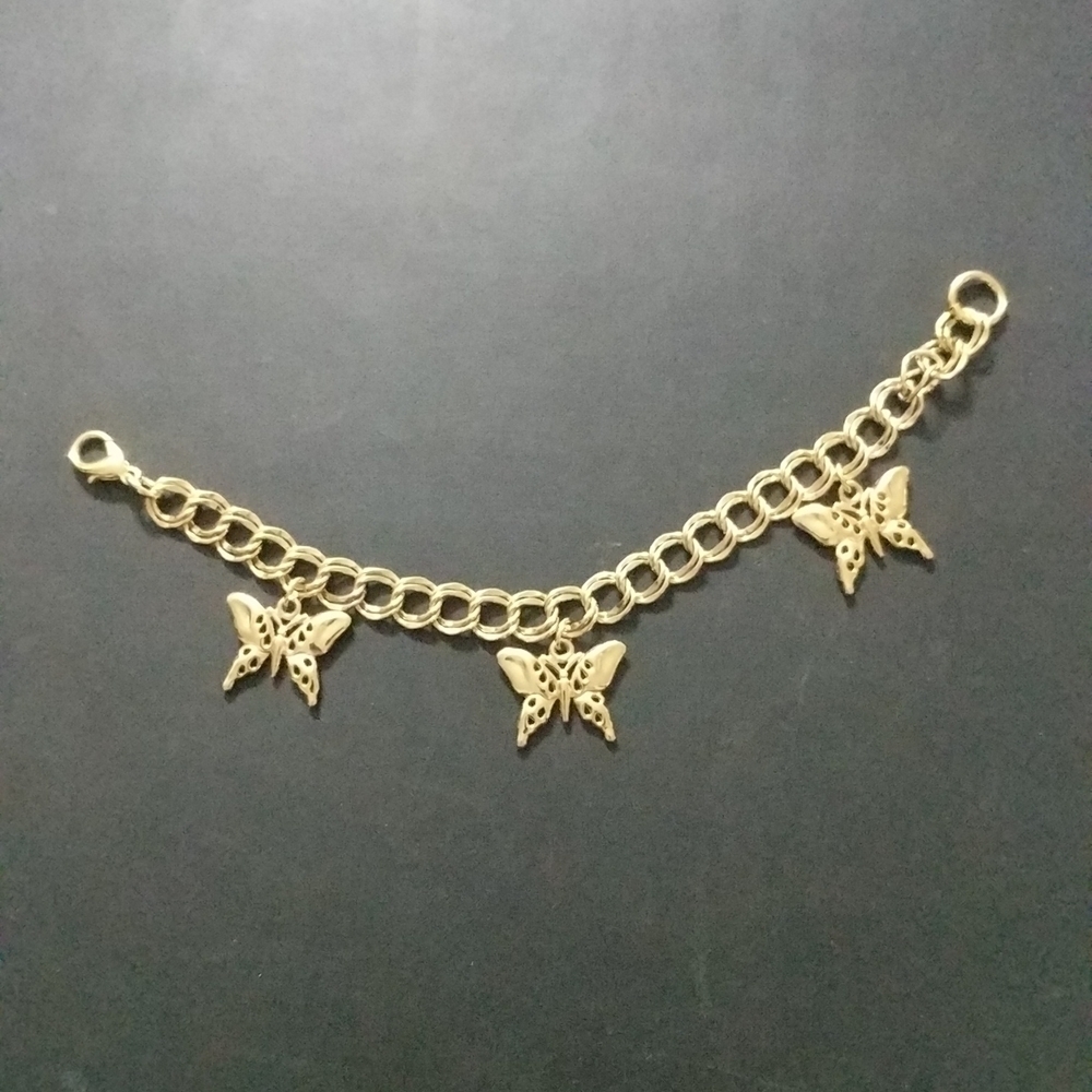 Gold Tone Butterfly Charm Bracelet